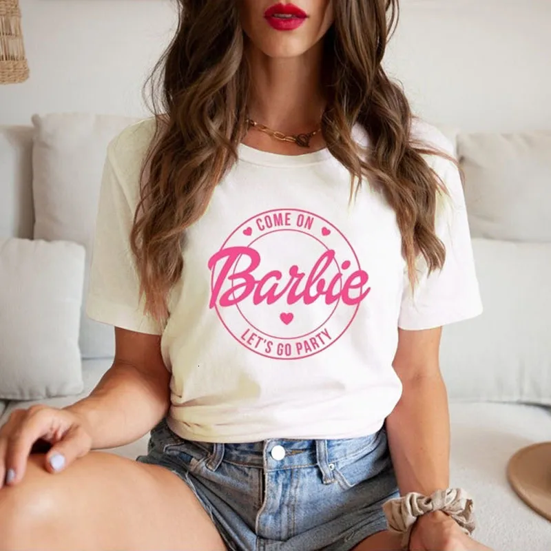 Damen-T-Shirt, komm auf meine lieben Lets Go Party-Shirts. Süße rosa Harajuku Little Print T-Shirts aus 100 % Baumwolle für Geburtstagsfrauen. ihr geschenkt. 230603