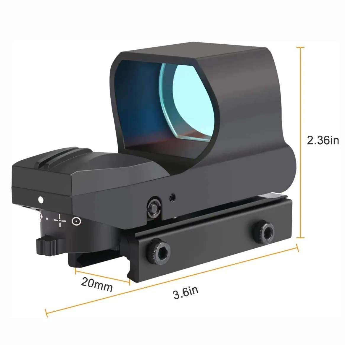 1x28x40 mm a punta rossa pistola fucile riflesso reticoli regolabili mitili da 20 mm ottica a punta rossa con supporto binario picatinny