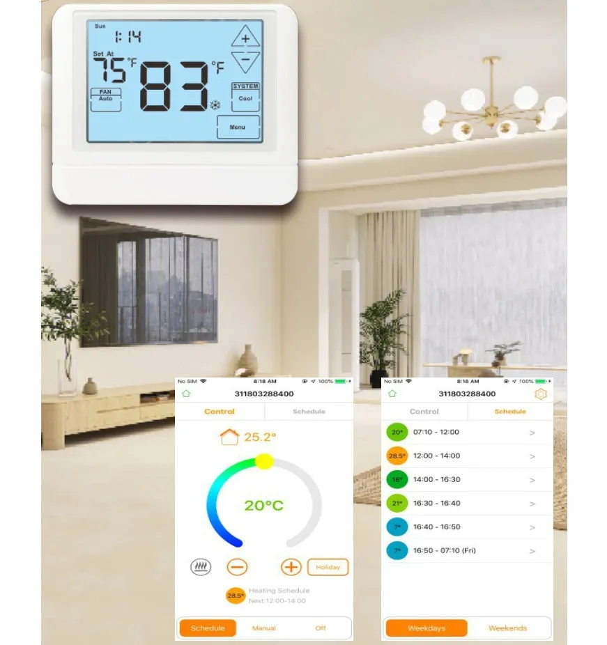 Programmable Room Thermostat With Easy Menu Driven, Adjustable