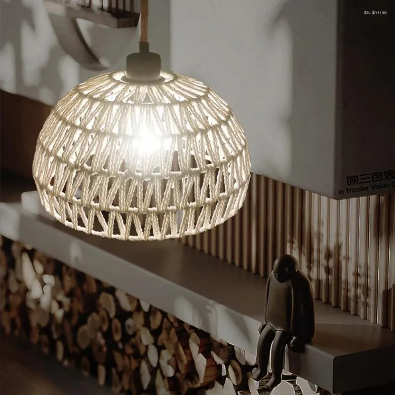 Hängslampor retro rep ljuskrona enkel handvävd hängande lampa atmosfäriskt sovrum vardagsrum