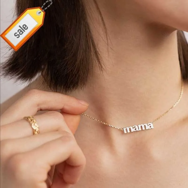 Mama letter hanger 18k vergulde roestvrijstalen ketting ketting eerste letter hanger ketting