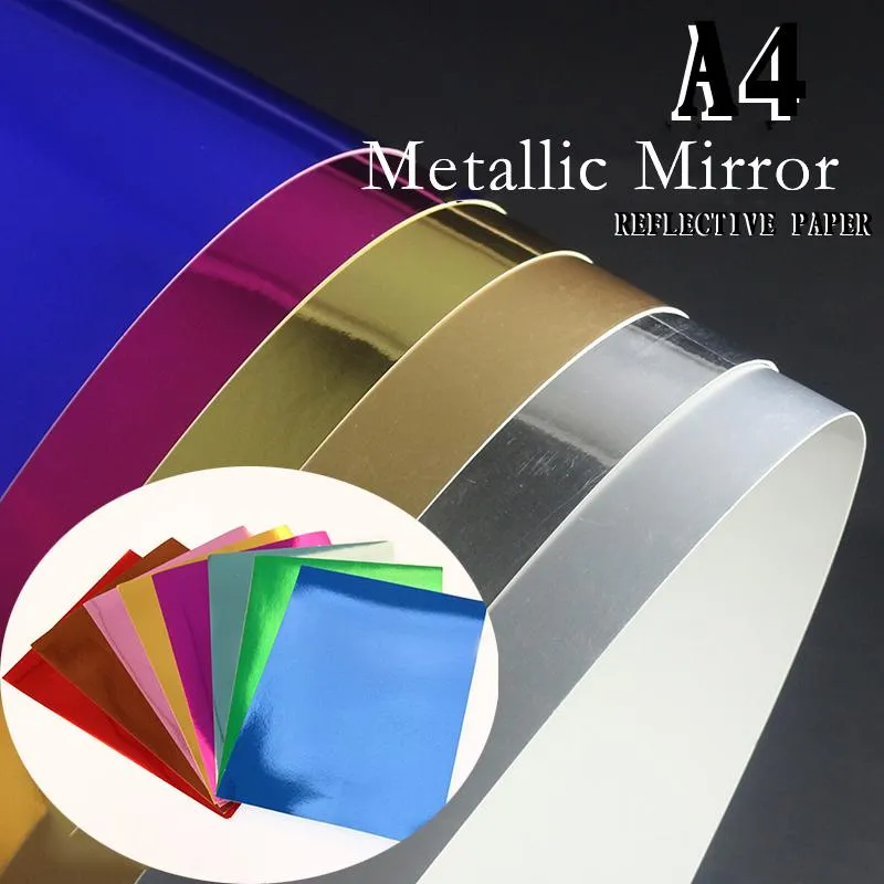 Stamping 10st Metallic Mirror Paper Golden Gilded Mirror Sufa A4 för DIY Papercraft Projects Scrapbook Paper Album Emwsjw