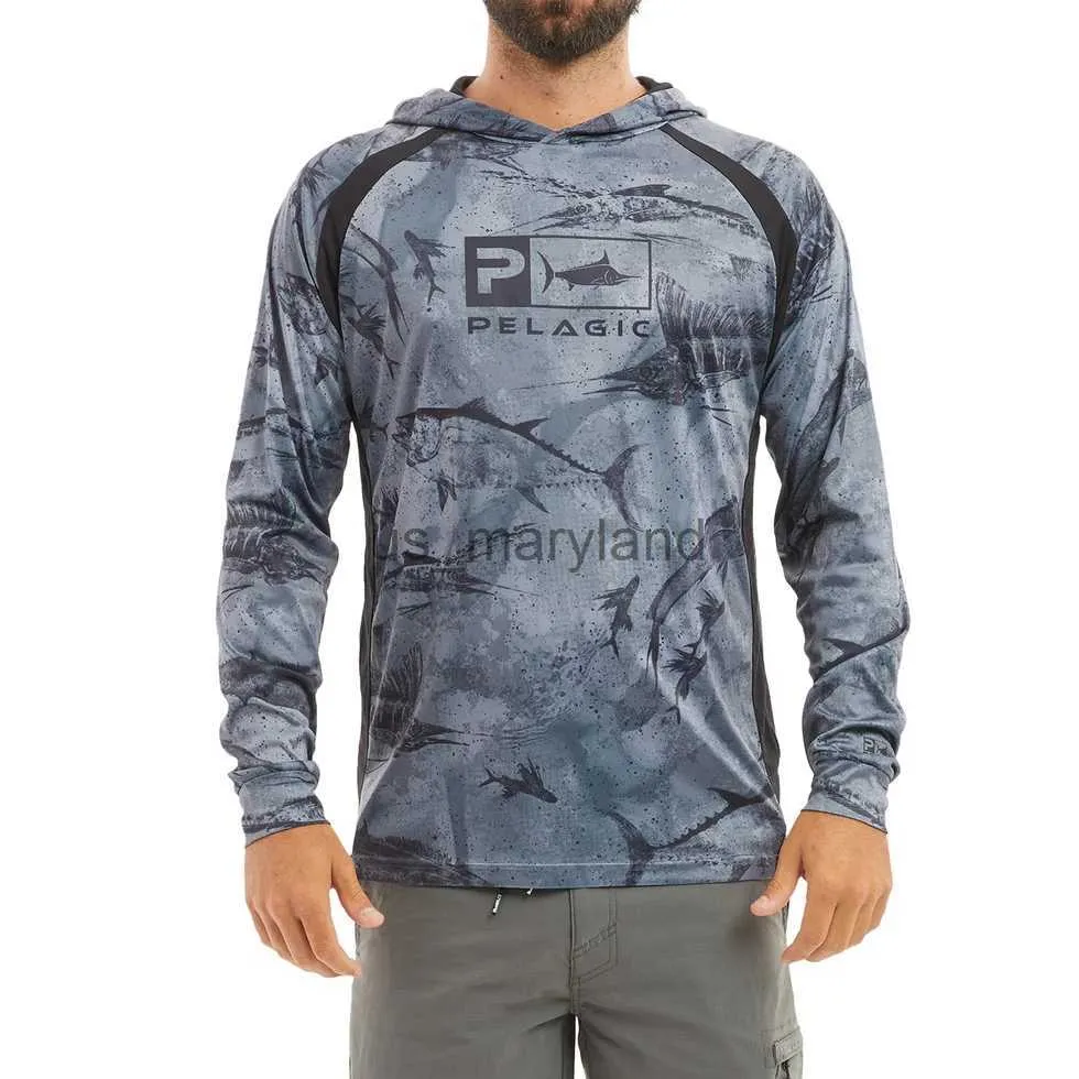 Pelagic Mens Fishing Hoodie Shirt Long Sleeve Sun Protection