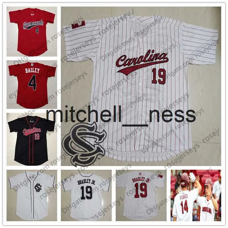 Mit8 NCAA Gamecocks #19 Jackie Bradley Jr. 4 Steve Pearce 5 Whit Merrifield 12 Justin Smoak 34 Montgomery White Red Black Cream Baseball Jersey