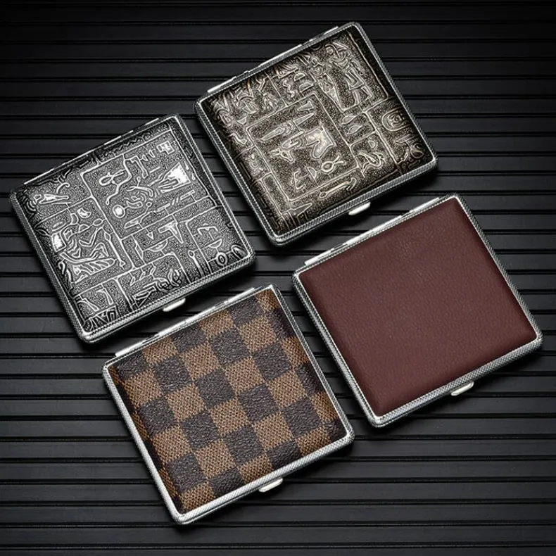 lv cigarette case price Colorful Leather Cigarette Case Square Shape with Elastic Band and Metal  Clips for Tobacco Storage