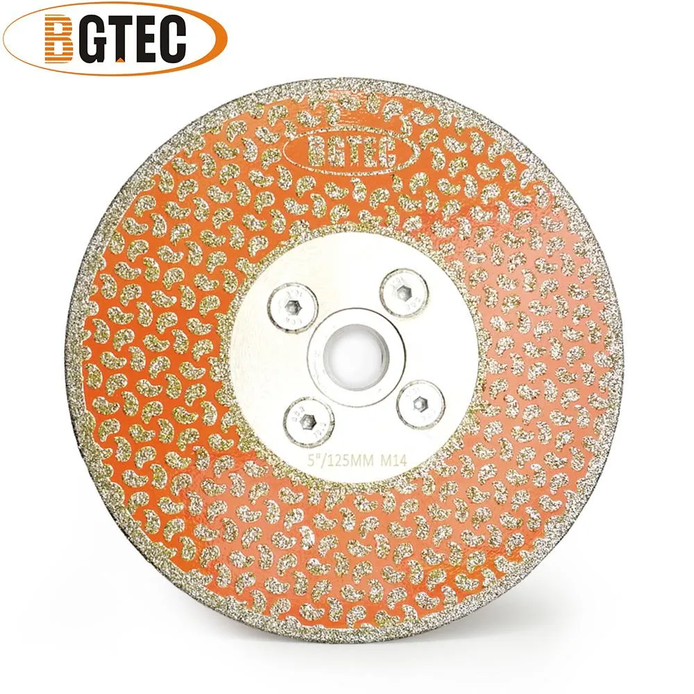 Zaagbladen BGTEC 5" Disco da taglio diamantato elettrolitico Flangia M14 marmo granito 125mm Lame diamantate rivestite su un lato