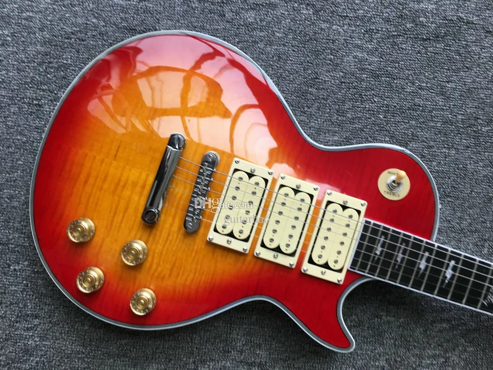 Es ist heiß.Custom Shop Ace Frehley Signature 3 Pickup Elektrogitarren, Vintage Sunburst Tiger Flamme Custom Gitarren kostenloser Versand