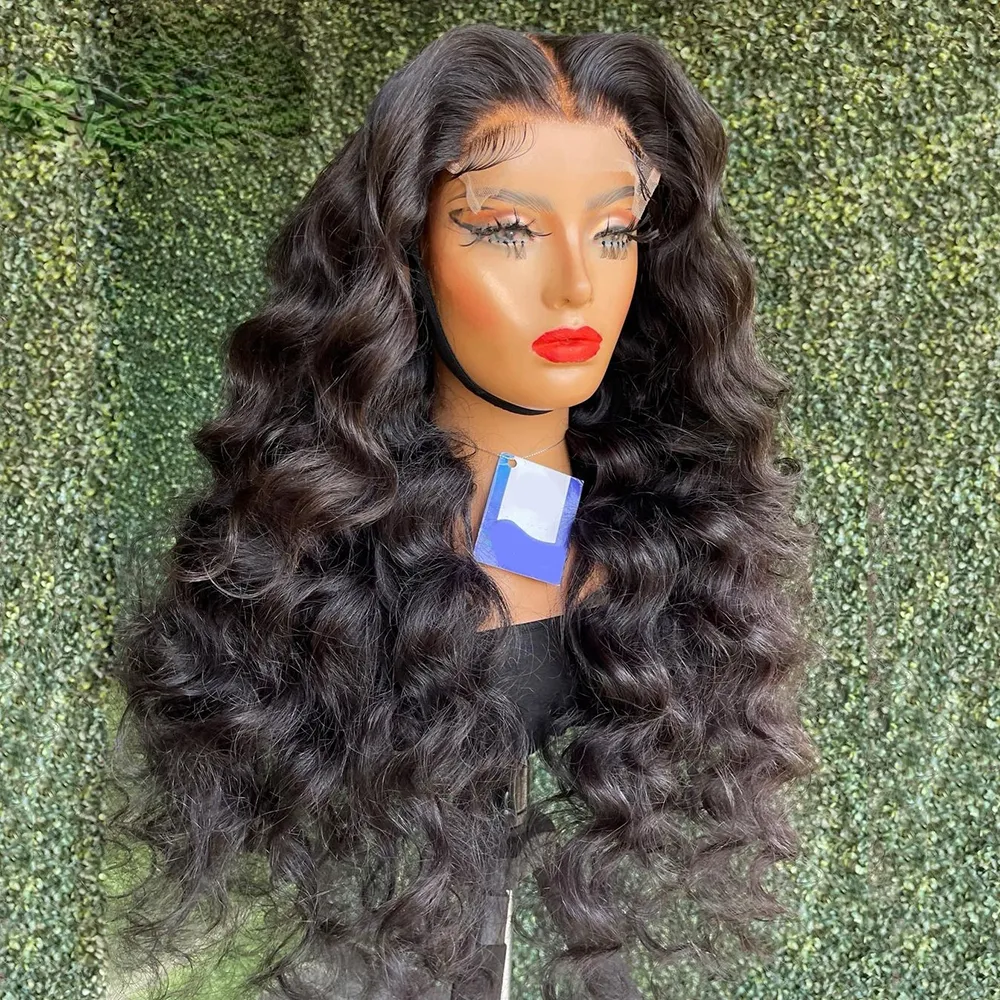 250% Loose Deep Wave Front Pruik 13x4 HD Lace Frontale Haarpruiken voor vrouwen Loose Wave Synthetische pruik vooraf geplukt