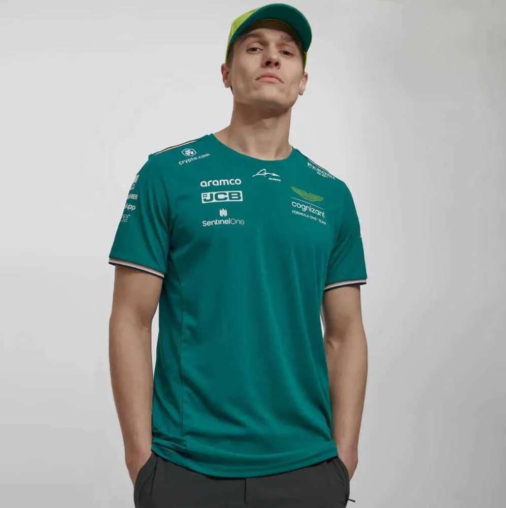 Aston Martin F1 Tshirt Team Pilote de course espagnol Fernando Alonso 14 et Stroll 18 Polo surdimensionné26ess