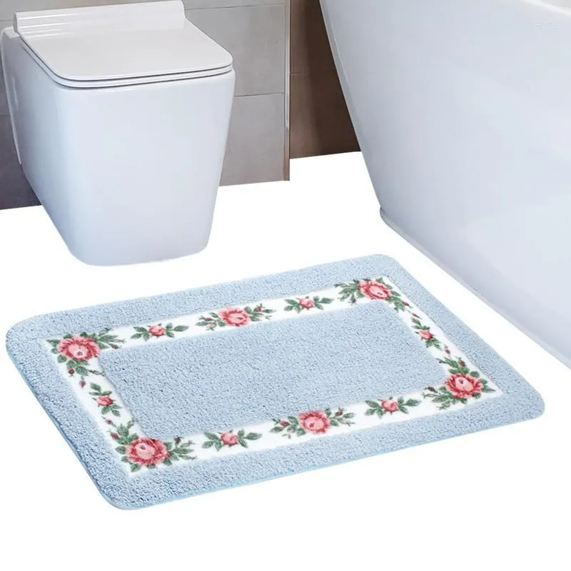 Carpets Floral Bath Mat Pretty Rural Style Romantic Rose Flower Rug Non-Slip Super Soft Bathroom Rugs Shower Carpet