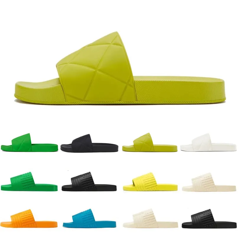 2023 Men Women Designer Slippers Sandals Slides Quilted Slider Summer Flip Flops Black Green Kiwi White Orange Parakeet Mens Slipper Sandal Scuffs 35-45