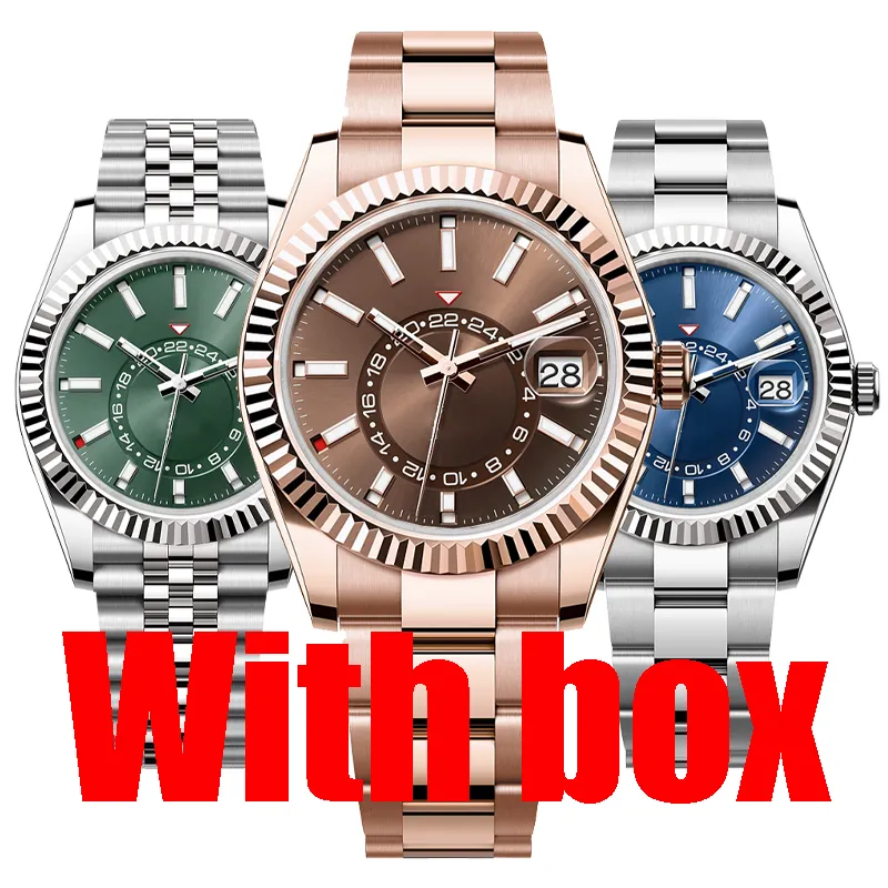 Mens Watch Designer Watches 고품질의 Sky Deluxe Mens 시계 자동 기계식 패션 비즈니스 스테인리스 스틸 운동 발광 방수 손목 시계