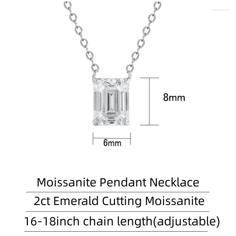 Chains 2 Emerald Cutting Moissanite Pendant S Sterling Sier Necklace Women Fine Jewelry Pass Diamond Drop_voghion.com