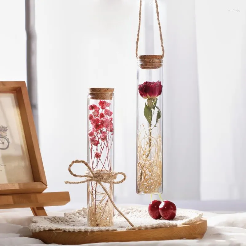Fiori decorativi Bottiglia dei desideri essiccata Rosa Provetta per fiori conservata Gypsophila Mini Glass Wedding Party Souvenir Gift