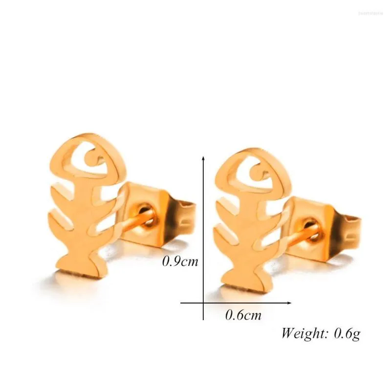 Boucles d'oreilles à tige Mini arête de poisson en acier inoxydable boucle d'oreille squelette de poisson Clip sur bijoux cadeaux pour femmes