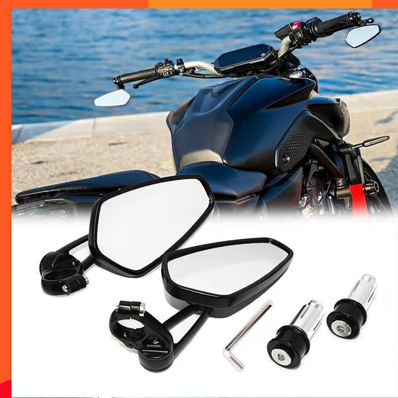 2 pièces rétroviseurs de moto convient pour 7/8 "22mm rétroviseur latéral d'extrémité de barre universel moto vélo guidon rétroviseurs