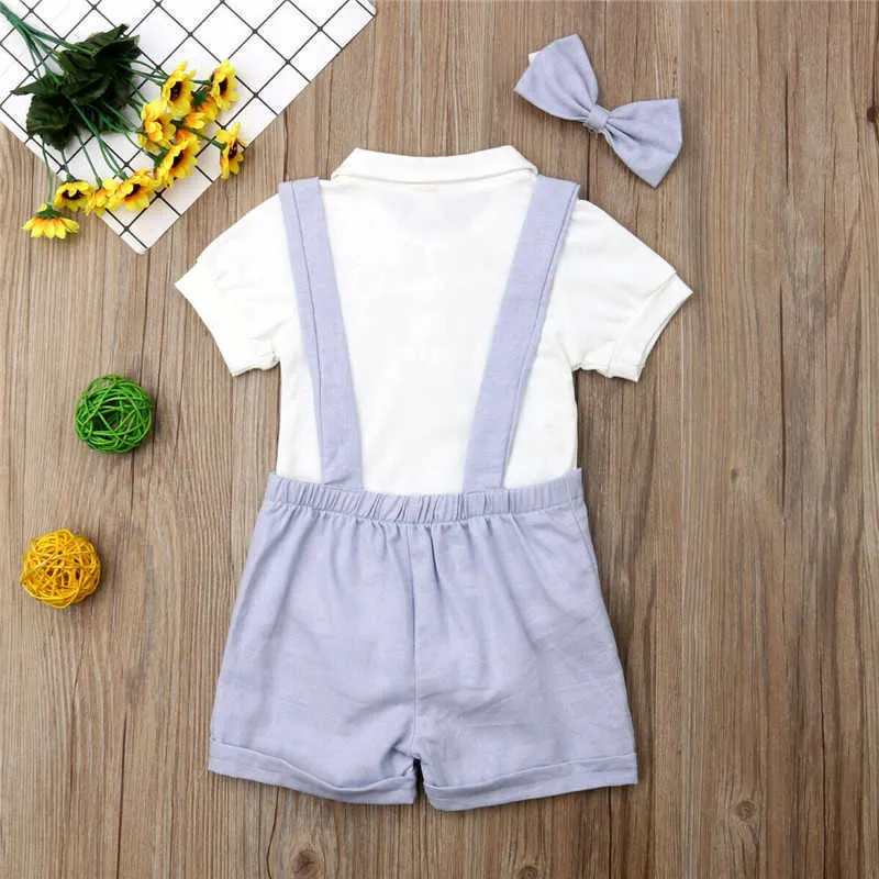 Kläder set mode baby pojke sommarkläder outfits spädbarn gentleman kostym slips skjorta suspender shorts byxor comfy outfit set