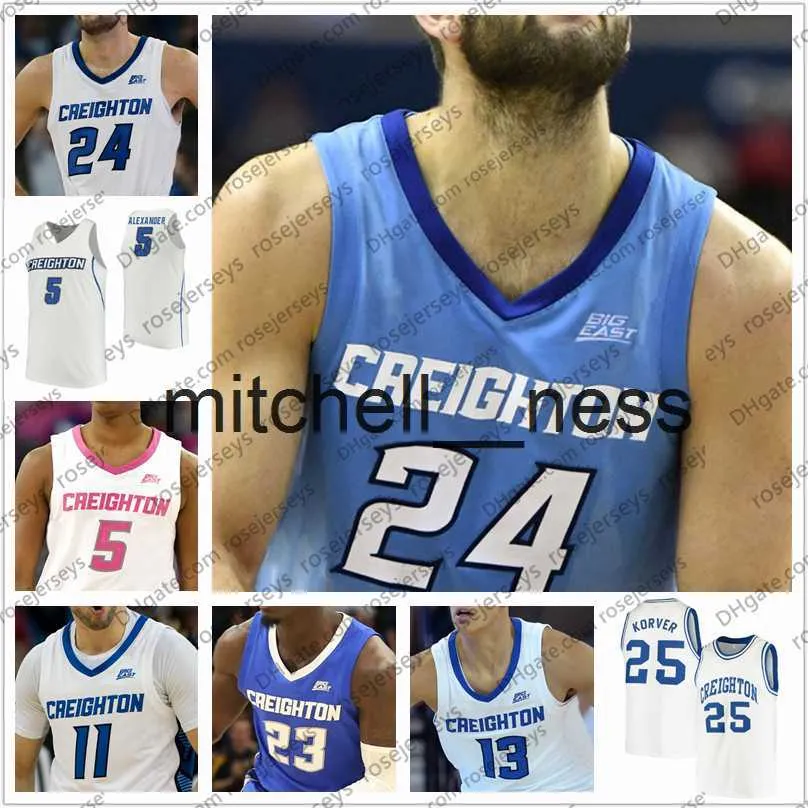 Mit8 Creighton BLUEJAYS 2020 Basketball #13 Christian Bishop 23 Damien Jefferson Korver Thomas McDermott Masculino Juvenil Azul Rosa Branco Jersey 4XL