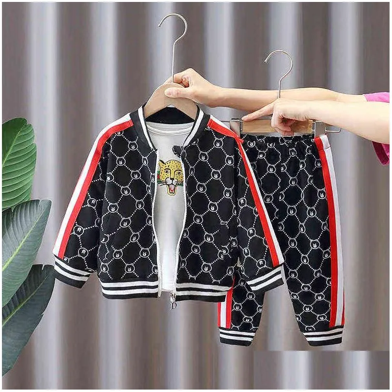 Ensembles de vêtements Survêtements Pour Bebe Boys Toddler Casual Vêtements de bébé Printemps Automne Born Fashion Cotton Coatsaddtopsadd 3Pcs Y220310 Dr Dhhb2