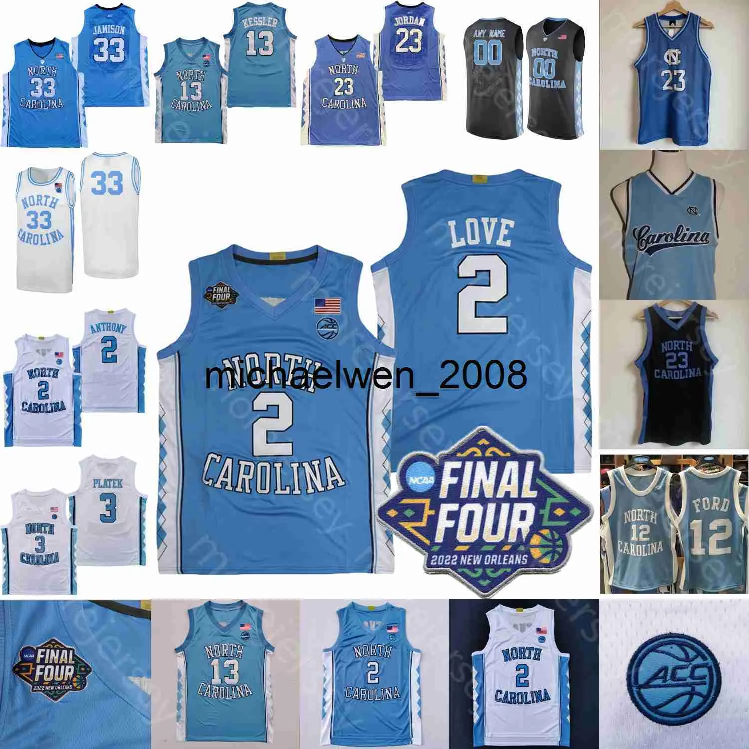 Mi08 2022 Final Four 4 North Carolina Basketball Jersey NCAA College Caleb Love Armando Bacot R.J. Davis Leaky Black Nance Trimble Dunn Manek Barnes Carter Jamison