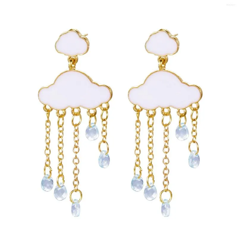 Stud Earrings Woman's Earring White Cloud Cute Rhinestone Temperament Fashion Women