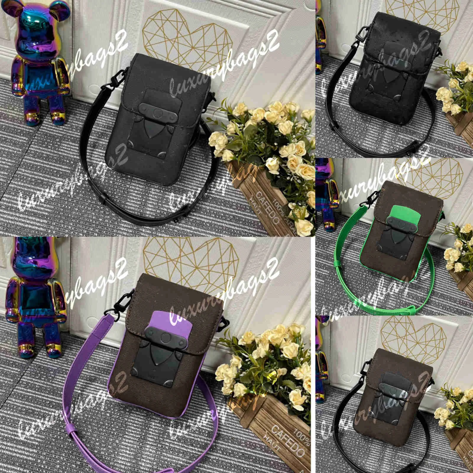 Mannen Cross Body TELEFOON Tas Handtas Luxe Ontwerpers Man Tassen CrossBody S-LOCK Verticaal WEARABLE Macassar 19cm Echt Leer 5 Kleuren M45806 M81522 M81524 Handtassen