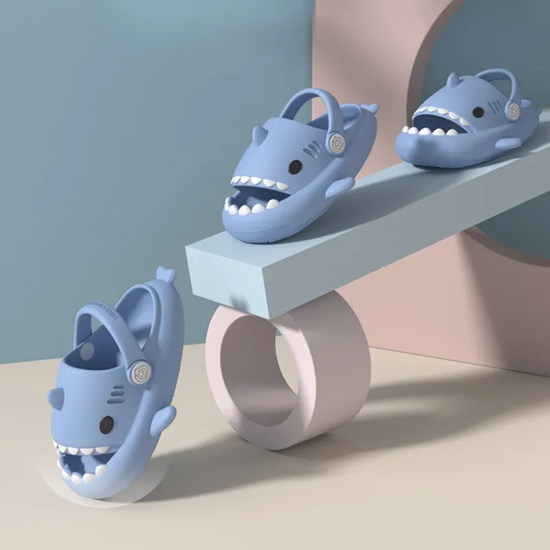 Children Shark Hole Shoes Summer Home Baby Non-Slip Thick Bottom Sandals Cute Cartoon Soft Bottom Children Slippers