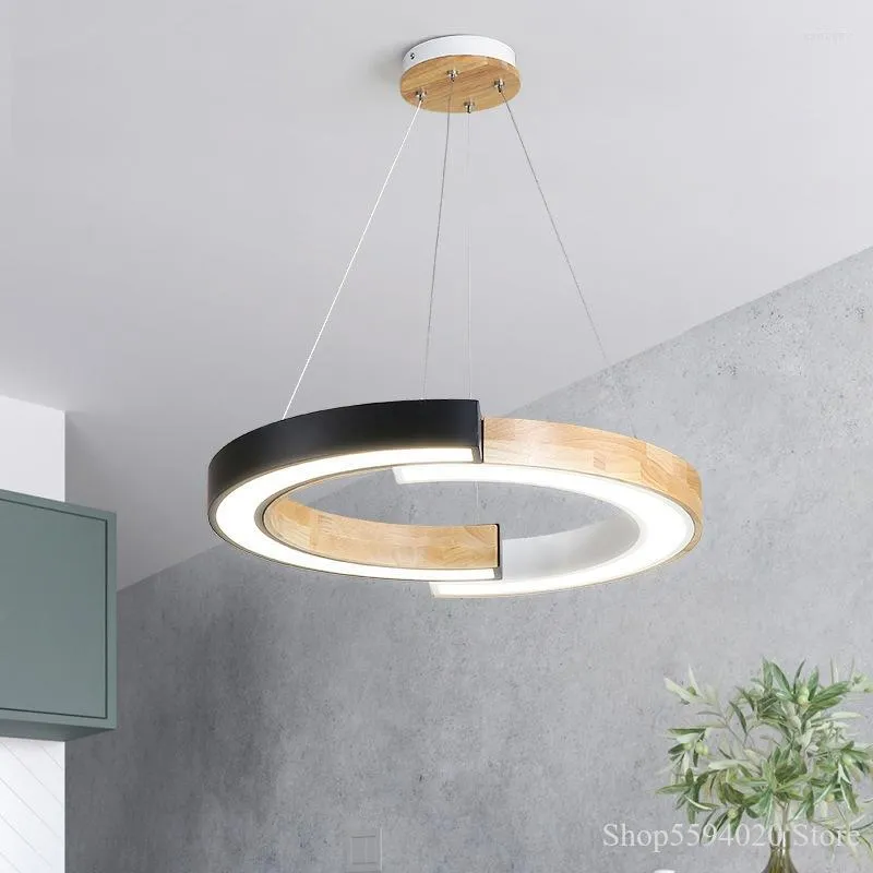 Pendant Lamps Nordic Circle LED Chandelier Minimalist Modern Restaurant Living Room Bedroom Pendnat Lamp Creative Circular Ring
