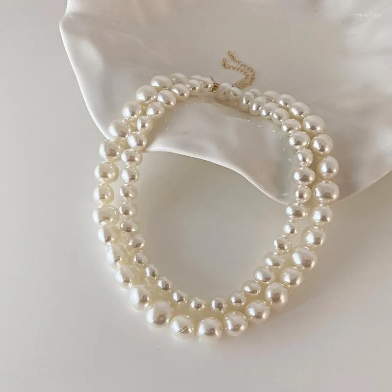 Catene Collana regolabile con perle d'imitazione irregolari Idea vintage per gioielli femminili per feste di fidanzamento da donna