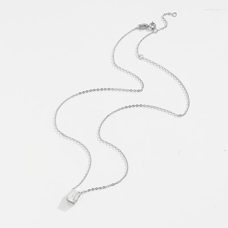 Chains 2 Emerald Cutting Moissanite Pendant S Sterling Sier Necklace Women Fine Jewelry Pass Diamond Drop_voghion.com