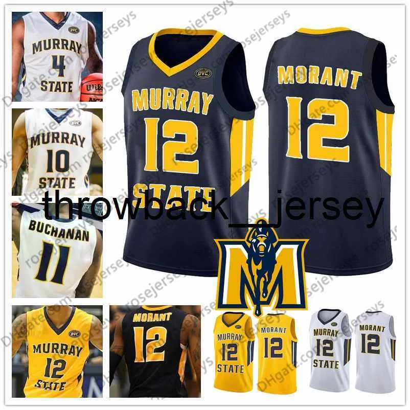 thr Custom Murray State Racers Basketball Navy Blue Yellow White Any Name Number 12 Ja Morant 11 Shaq Buchanan Men Youth Kid Jersey S-4XL