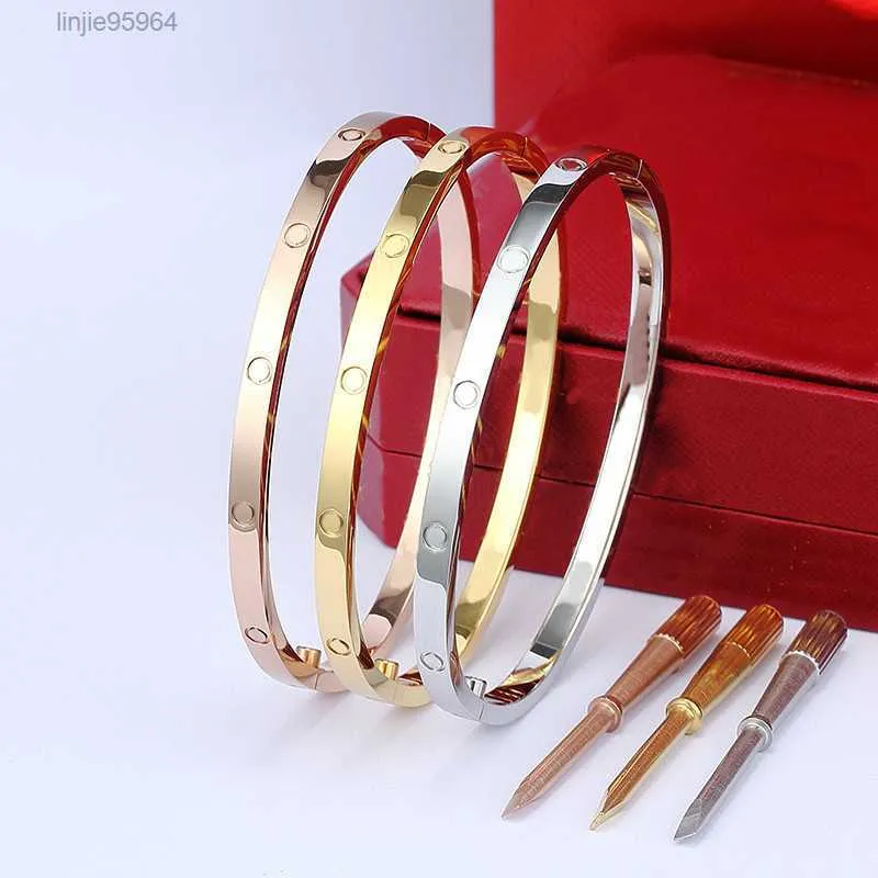 4mm fino 6º aço designer feminino amor pulseira pulseiras prata rosa ouro parafuso chave de fenda pulseira casal jóias com original bagifc3