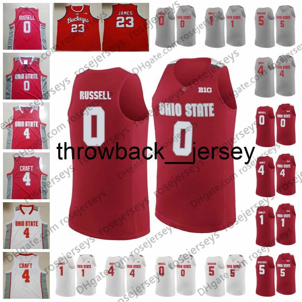 thr Customized Ohio State Buckeyes #0 Russell 1 Conley 4 Craft 5 Havlicek DAngelo Mike Aaron John Men Youth Kid Red White Jerseys 4XL