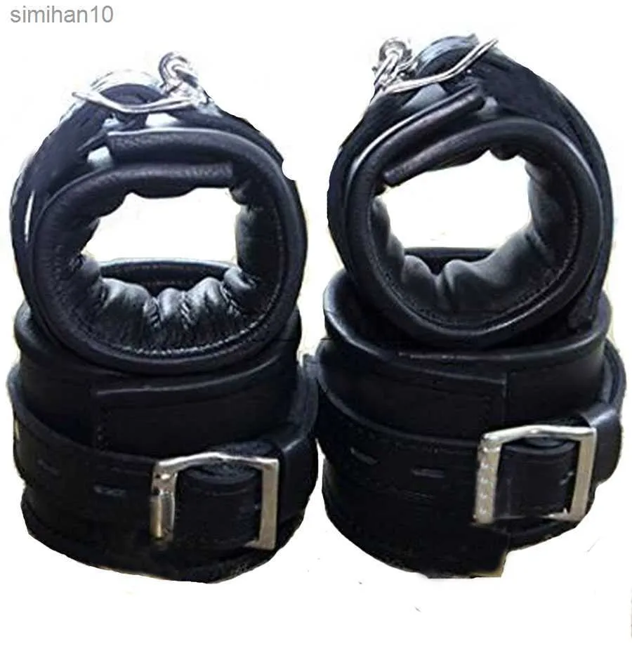 Mani in pelle per il sesso Polso imbottito morbido Caviglia BDSM Bondage Set Giocattoli per adulti Giocattoli erotici L230518