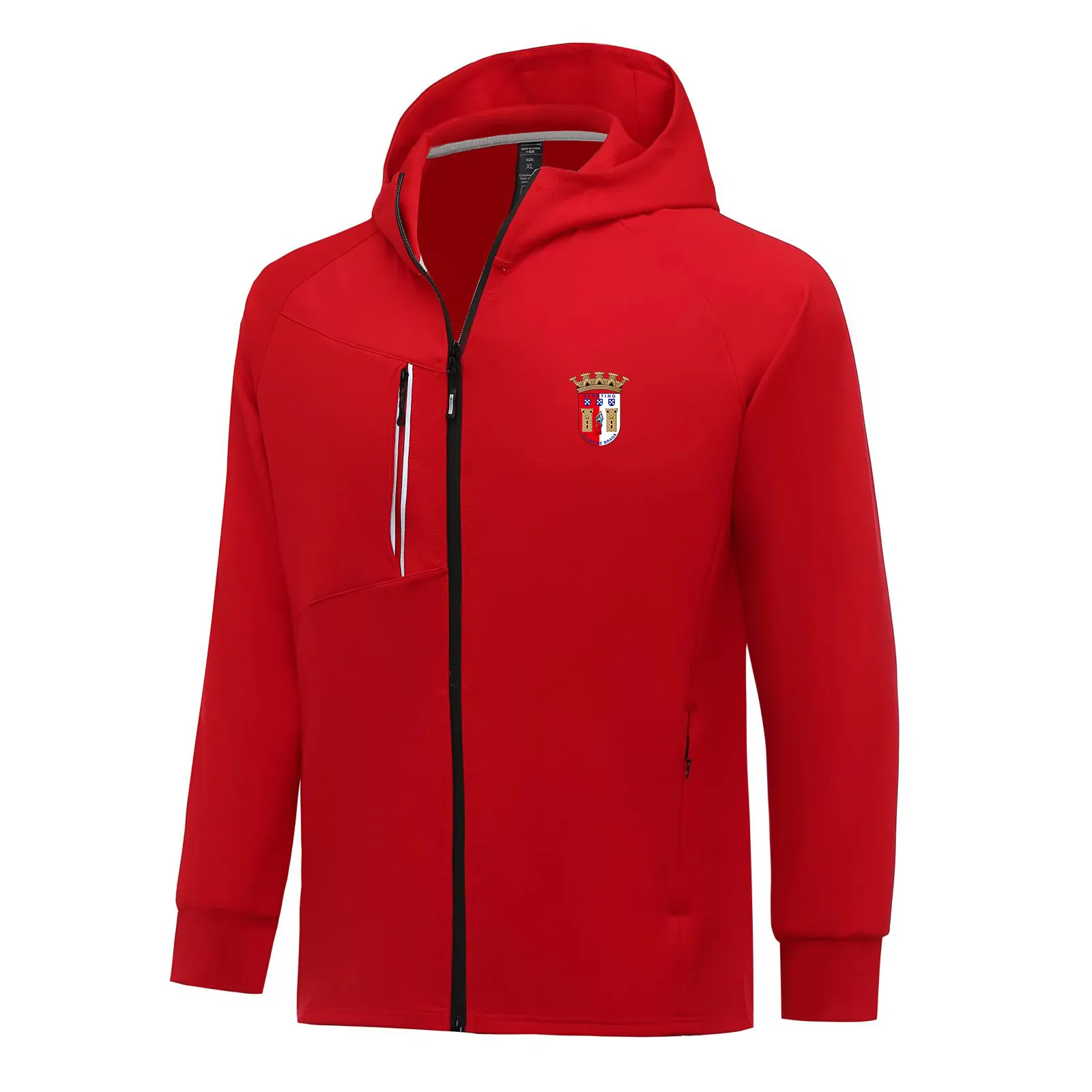 Sporting Clube de Braga Hombres Chaquetas Otoño abrigo cálido ocio al aire libre jogging sudadera con capucha Cremallera completa manga larga Chaqueta deportiva casual