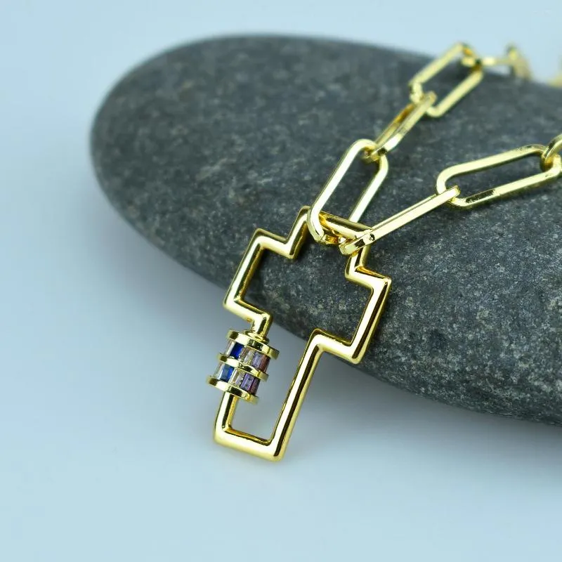 Zincirler moda zirkon çapraz toka altın metal kolye kolye kolye renk takı zinciri el yapımı mücevher hediye