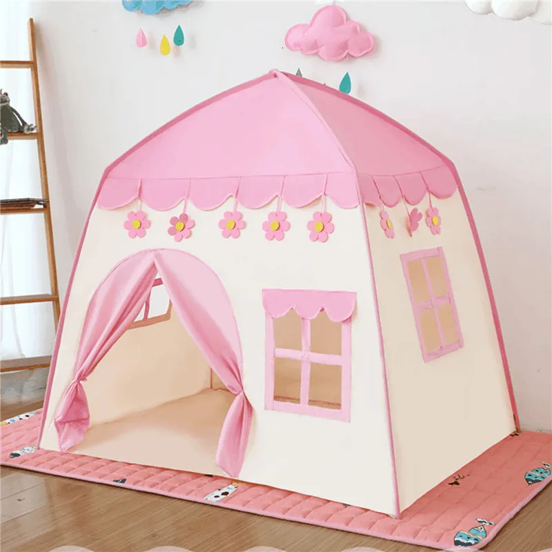 Toy Tents Portable Childrens Tent Cute Wigwam Folding Kids Tipi Baby Play House Large Girls Princess Castle Child Room Decor 230605