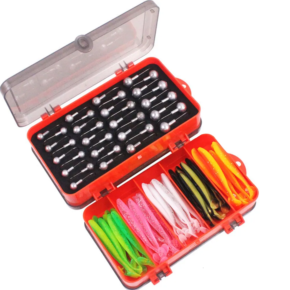 Fishing Tackle Box Set With Crank Jig Head And Soft Lure For Bass