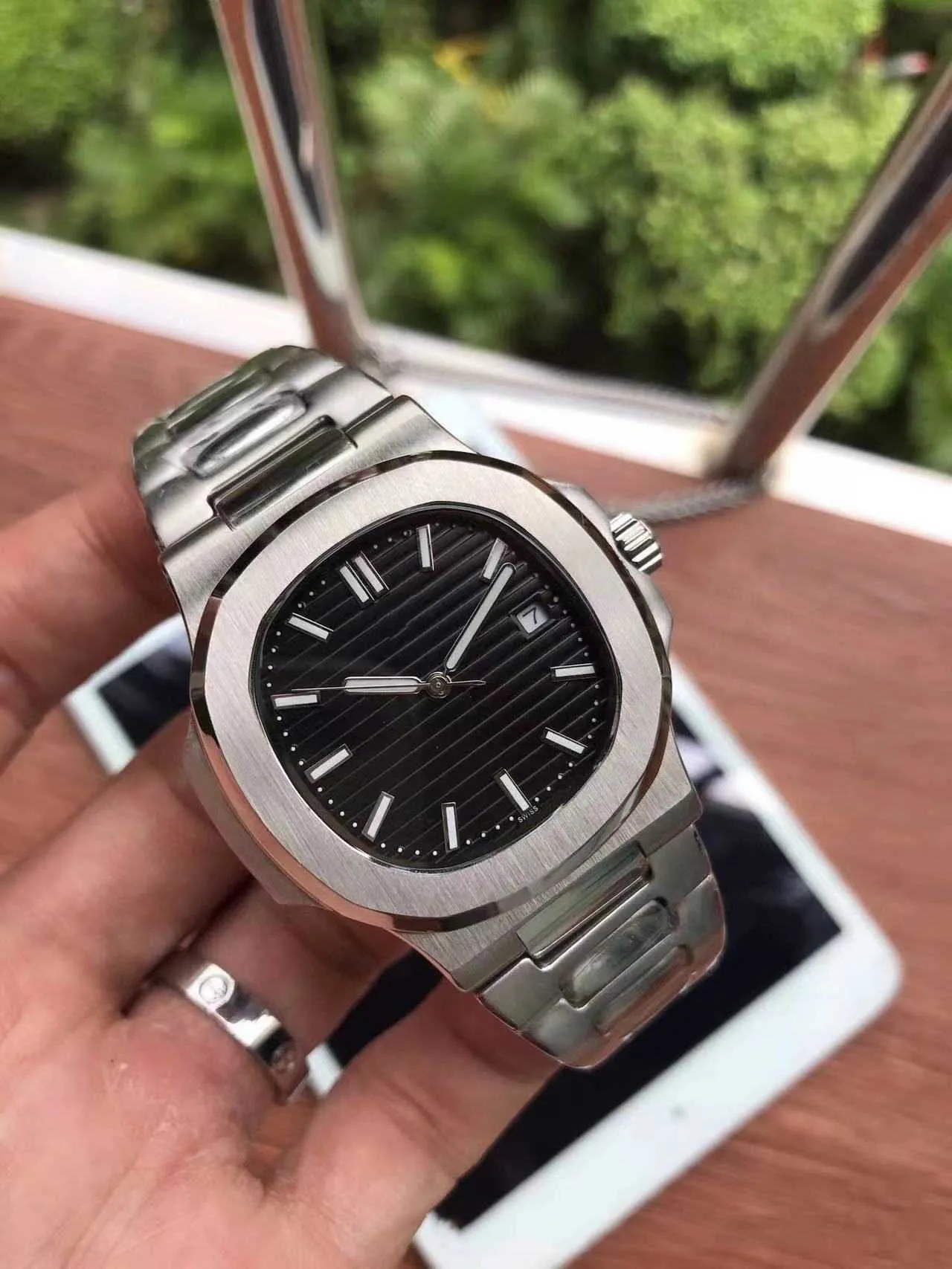 Pateks Menwatch Saatler Philipes Relojes Elmas Aydınlık Bilek Saatler Patas 40mm83mm 3K 5711 Erkek Otomatik Mekanik Buzlu Çember Out En İyi Hediye Pate Philip G FJGA