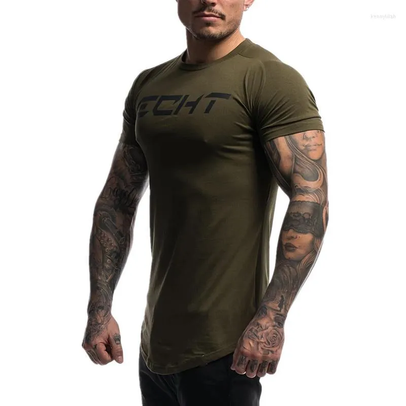 Camisetas Masculinas 2023 Homens Estilo Verão Moda Fitness Camisa Músculo Masculino Lazer Ginásios Mangas Curtas Slim Fit Tee Tops Vestuário