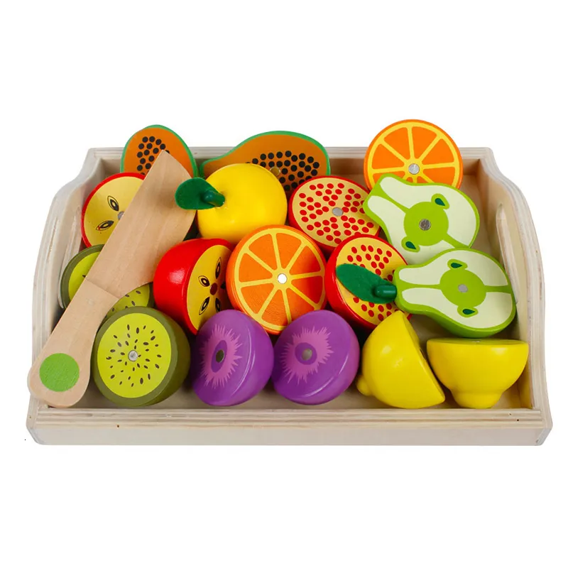 Cucine Gioca Simulazione alimentare Cucina Finta giocattolo Gioco classico in legno Montessori Educativo per bambini Regalo per bambini Taglio Frutta Verdura Set 230605