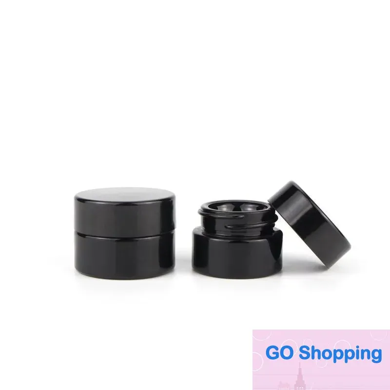 Quality Black Glass Jar Bottle 5ml 10ml 15ml 20ml 30ml 50ml with Classic Screw Lid Empty Dab Jars Concentrate Container