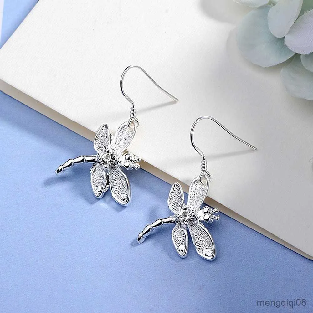 Charm Noble Fashion Jewelry Sterling Silver Crystal Dragonfly Earrings For Woman Best Friend Gift Party Wedding R230605