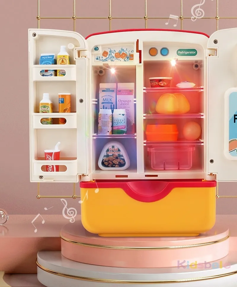 Mini porta dupla brinquedo frigorífico, simulação jogo casa, casa