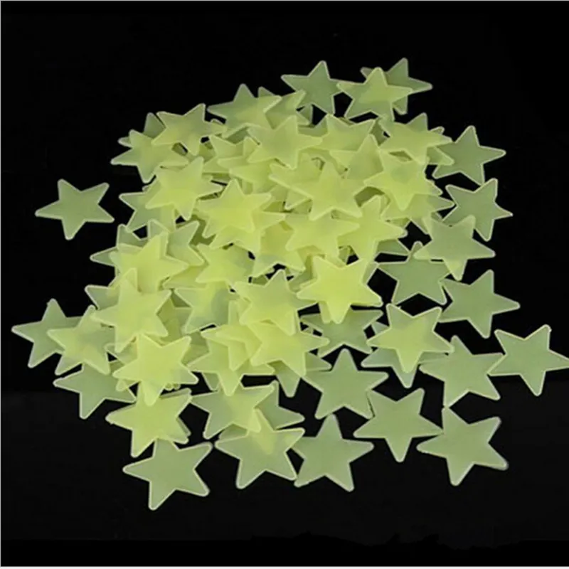 1 confezione (100 pezzi) piccole stelle luminose verdi fluorescenti adesivi murali toppe a stella fluorescente migliori decorazioni per la casa della parete della casa