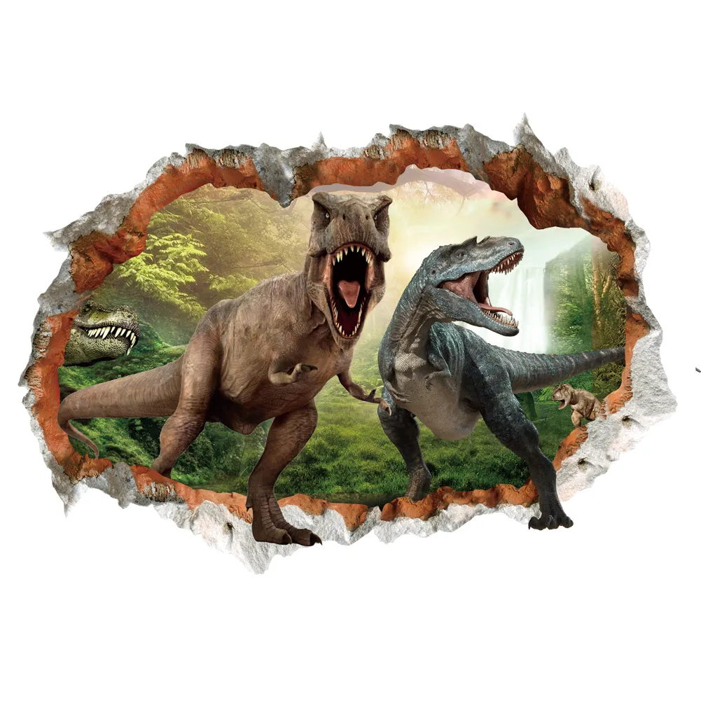 Tyrannosaurus Rex Dinosaur Animals väggklistermärken för barnrum sovrum heminredning 3d livliga väggdekaler pvc väggmålningskonst affisch