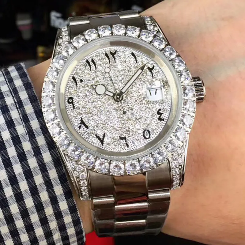 Guarda il movimento meccanico automatico da uomo orologio da polso diamantato orologi da 40 mm in acciaio inossidabile 904l Bracciale impermeabile Bracciale Bracciale Bracciatura Montre De Luxe Gift