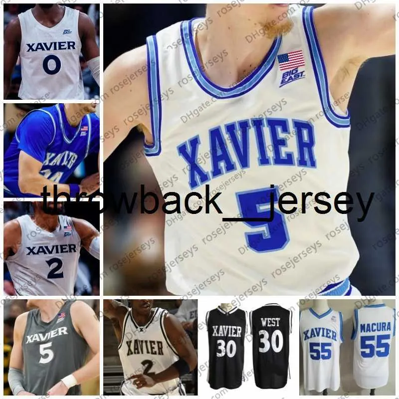 thr NCAA Xavier Mosqueteiros Camisa de Basquete 30 West 55 Crawford Macura Desmond Claude Kam Craft Cesare Edwards Masculino Feminino Camisas personalizadas para crianças S-4XL