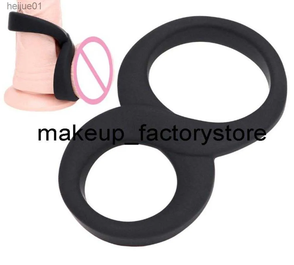 Massage 2020 Double Ring Elastic Penis Ring Sex Toys For Men Male Masturbator Cock Ring Delay Ejaculation Dildo Extender Adult Pro8989823 L230518