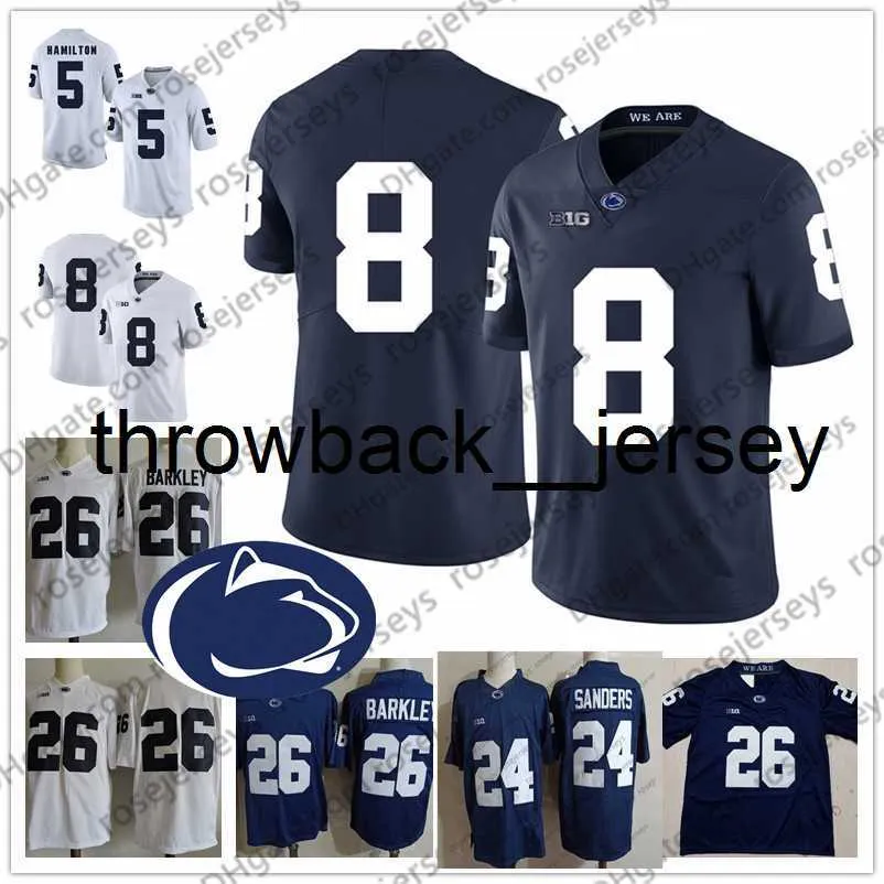 thr Penn State Nittany Lions #5 DaeSean Hamilton 8 Allen Robinson 24 Miles Sanders 40 Jason Cabinda 88 Mike Gesicki Blue White PSU Jersey